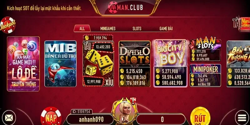 Giao diện thu hút trong từng ánh nhìn của Man Club